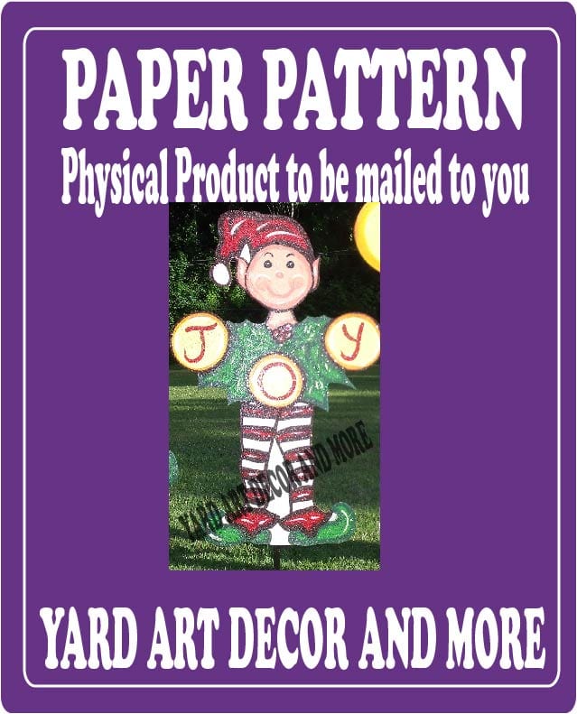 Christmas Boy Elf with JOY Letters Yard Art Paper Pattern