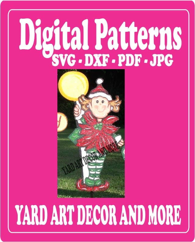 Christmas Girl Elf with Lolly Pop Yard Art Digital Template