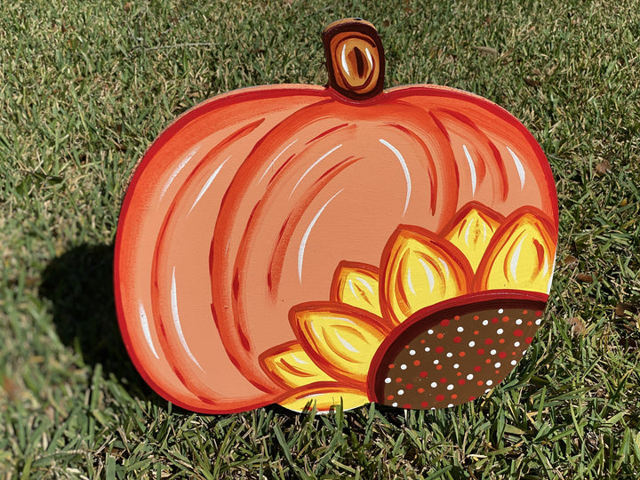 sunflower pumpkin painted yard art design