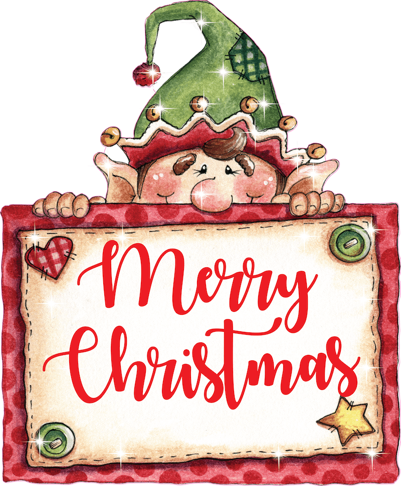 Christmas Yard Art Elf Peeks over Merry Christmas Sign