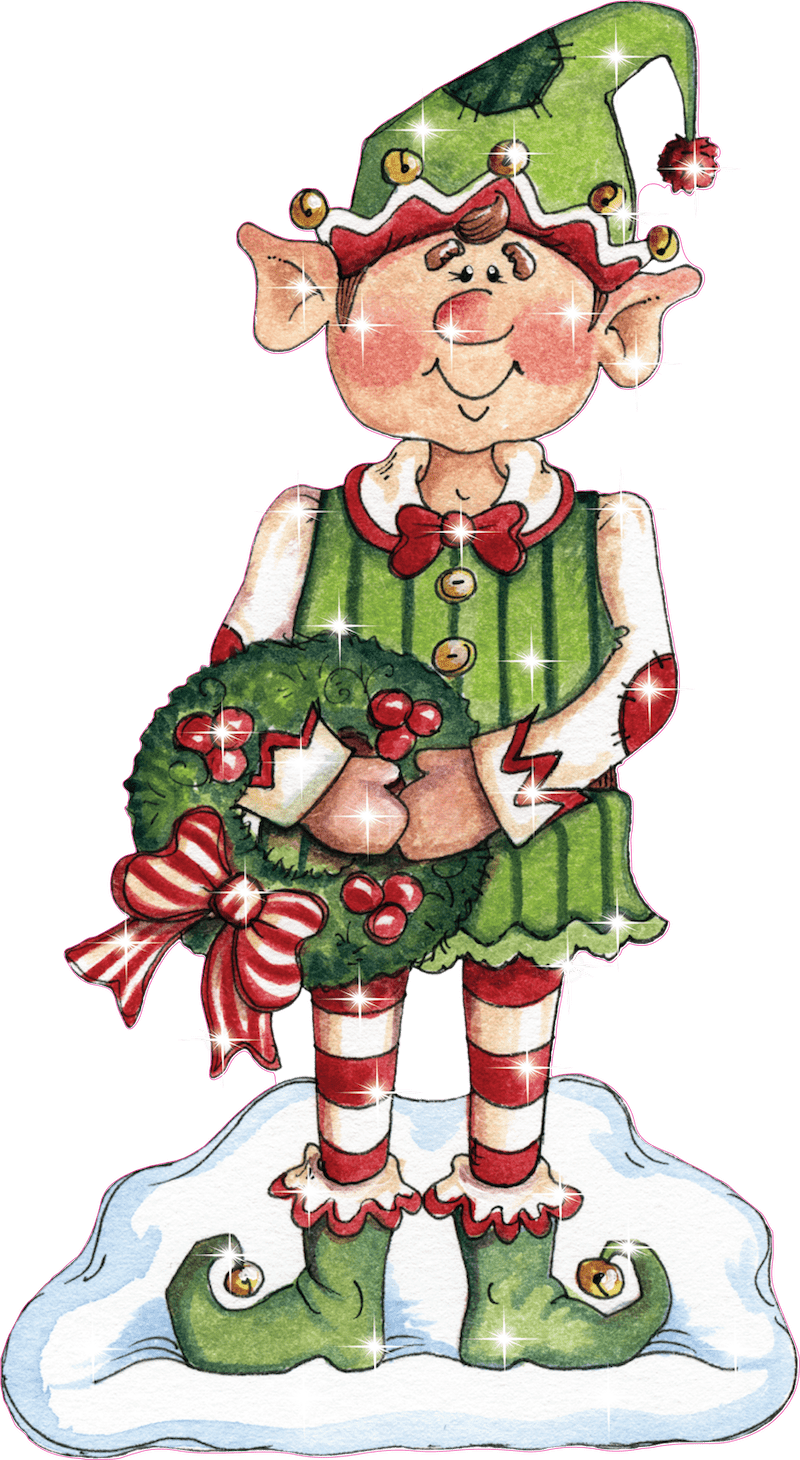 Christmas Yard Art Standing Elf Holds A Wreath