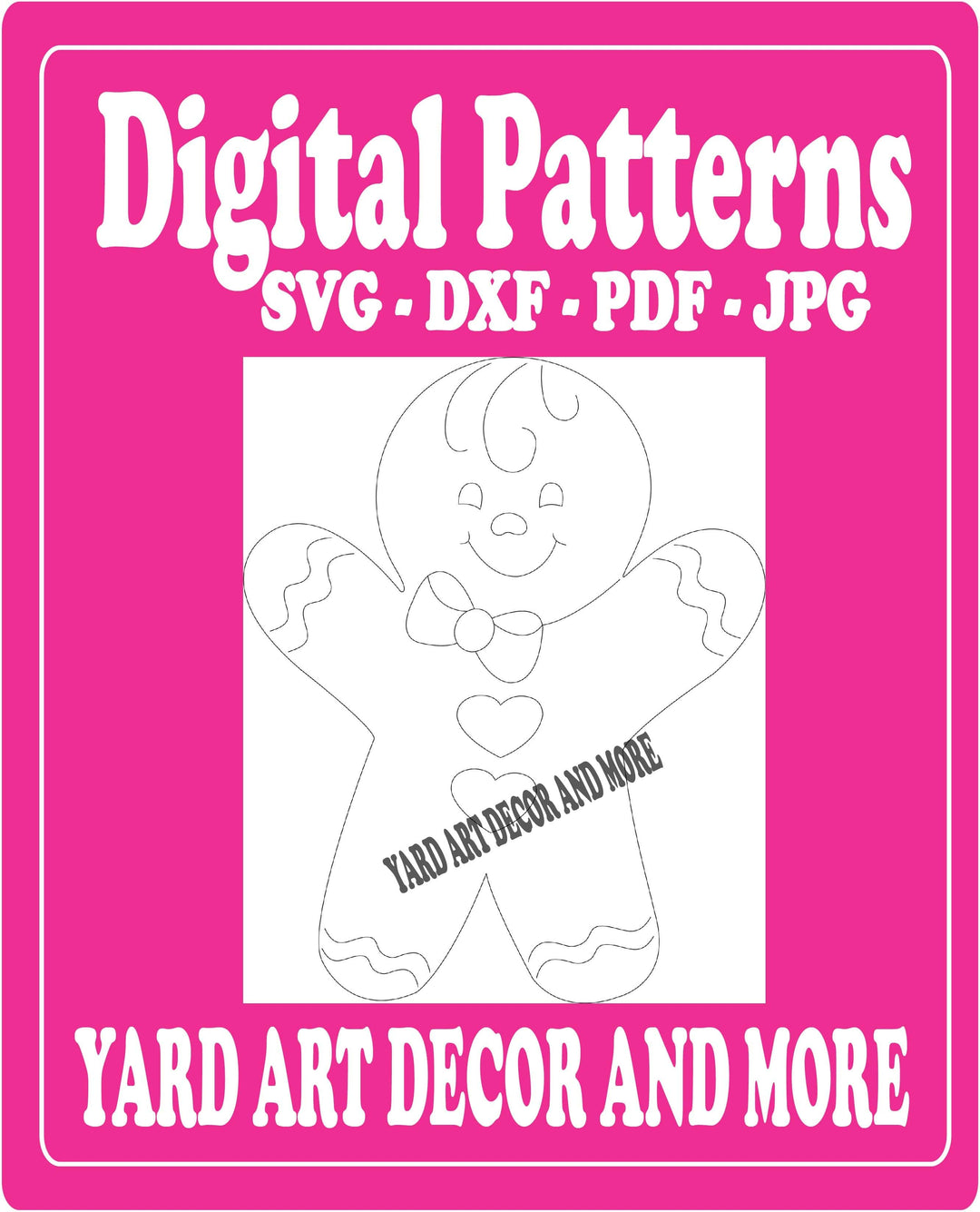Christmas Gingerbread boy with bow yard art digital template