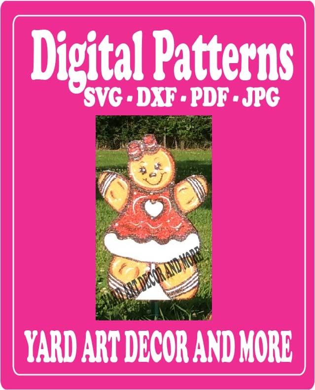Christmas Gingerbread Girl with Heart Yard Art Digital Template