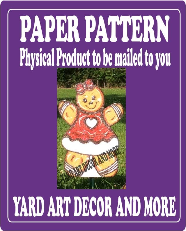 Christmas Gingerbread Girl with Heart Yard Art Paper Pattern