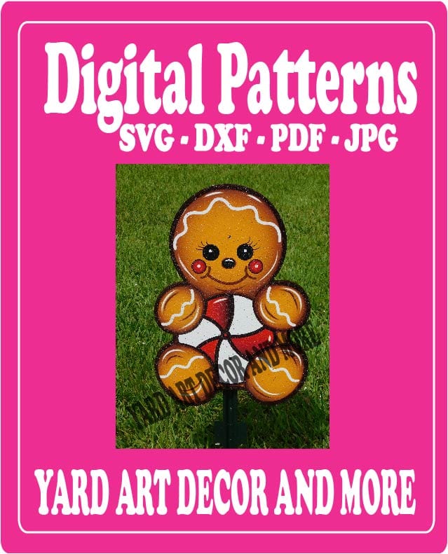 Christmas Gingerbread Sugar Baby with Peppermint Yard Art Digital Template