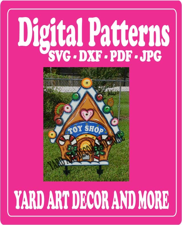 Christmas Gingerbread Toy Shop Yard Art Digital Template