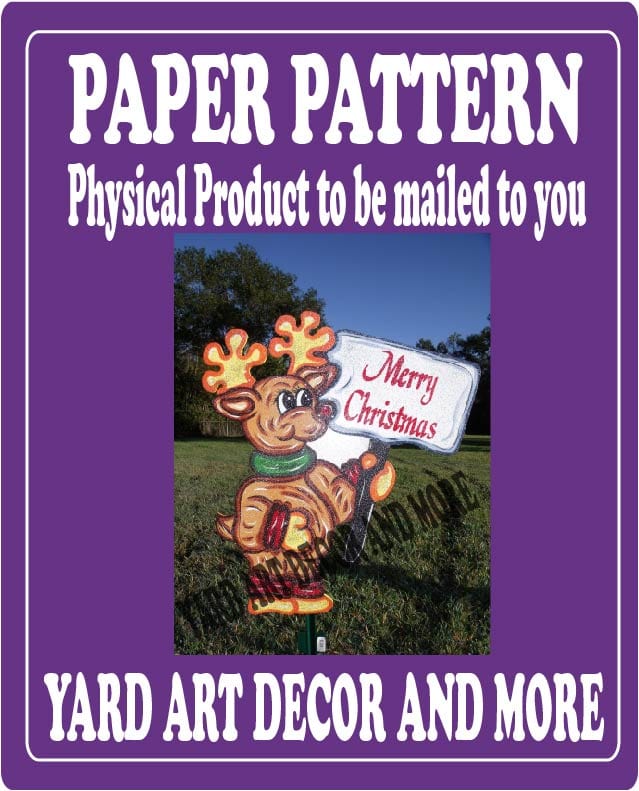 Christmas Reindeer Holding Merry Christmas Sign Yard Art Paper Pattern