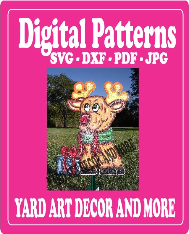 Christmas Reindeer with Present Yard Art Digital Template