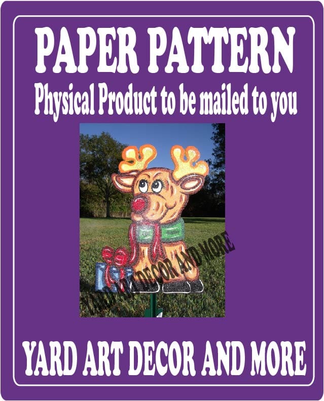 Christmas Reindeer with Present Yard Art Paper Pattern