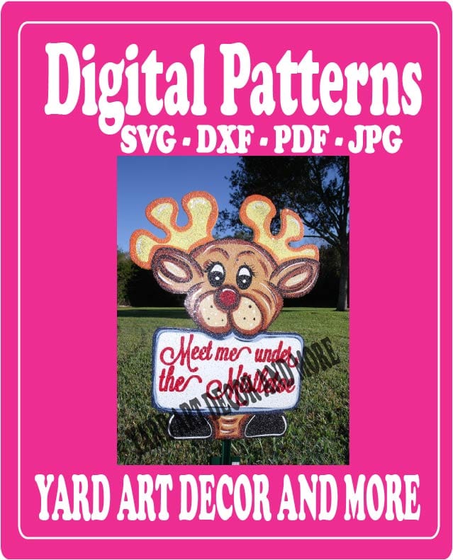 Christmas Reindeer Mistletoe Yard Sign Digital Template