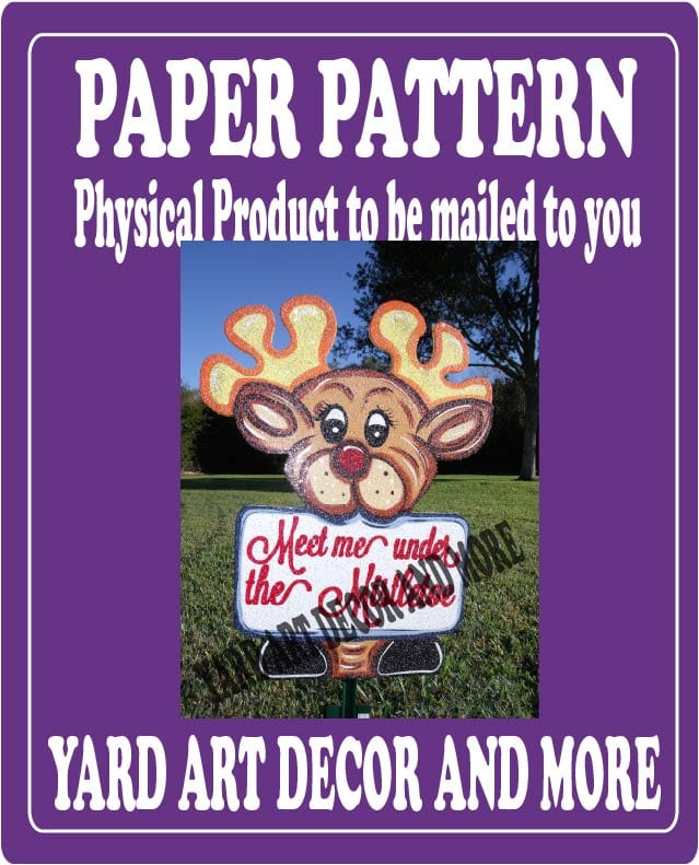 Christmas Reindeer Mistletoe Yard Sign Paper Pattern