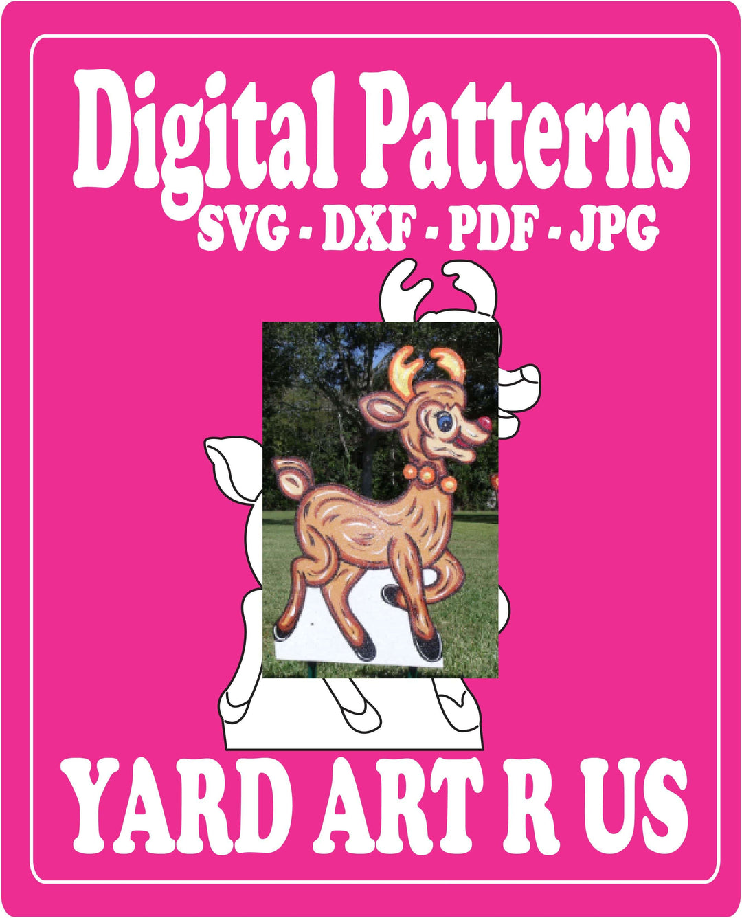 Christmas Running Reindeer for Sleigh Yard Art - SVG - DXF - PDF - JPG Files