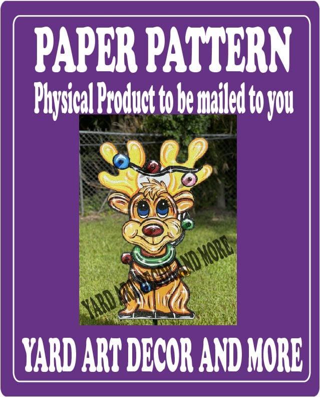 Christmas Green Collar Lighted Reindeer Yard Art Paper Pattern