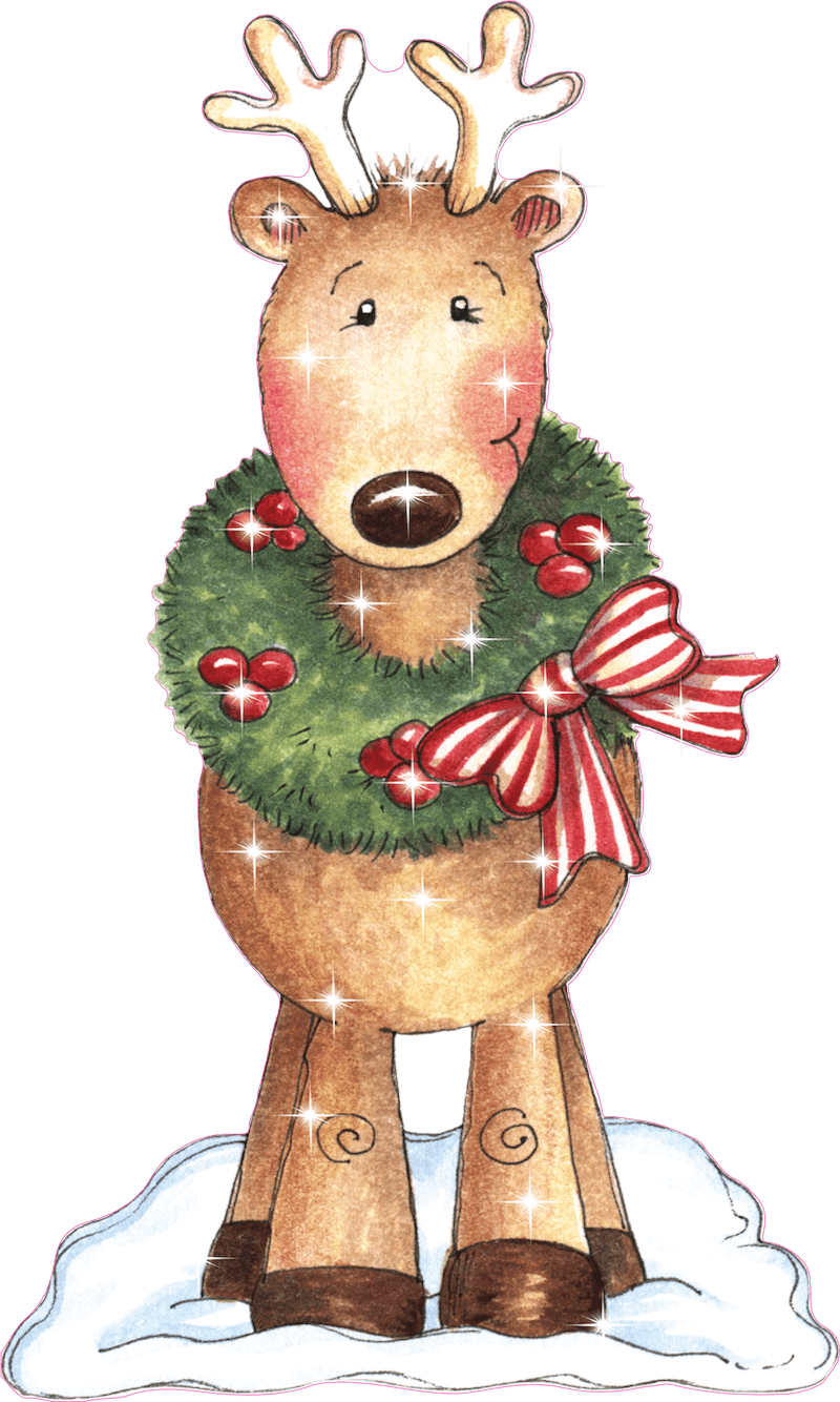 Reindeer with a Wreath Around Neck Christmas Yard Art
