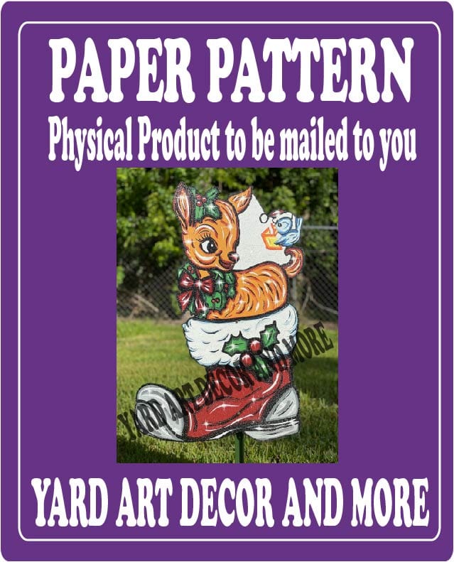 Christmas Reindeer in Santa Boot yard Art Paper Pattern