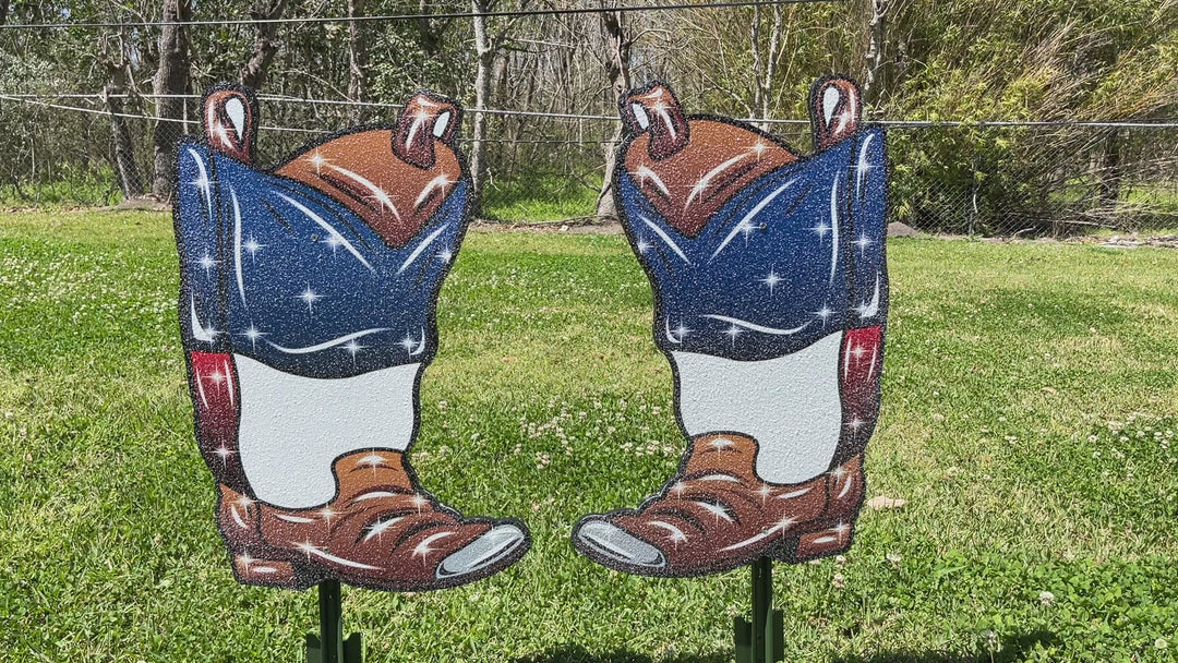 Cowboy Boots Christmas Yard Art