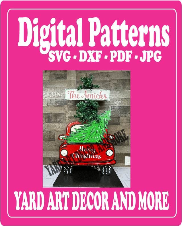 Christmas Lighted Red Truck Porch Greeter Yard Art Digital Template