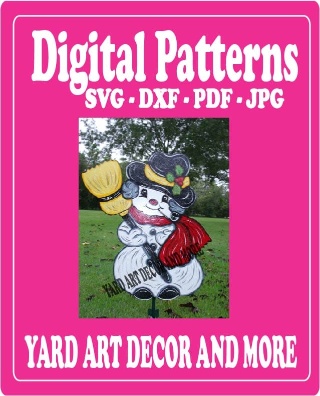 Christmas Snowman with Hat, Broom, Pipe and Scarf Yard Art Digital Template