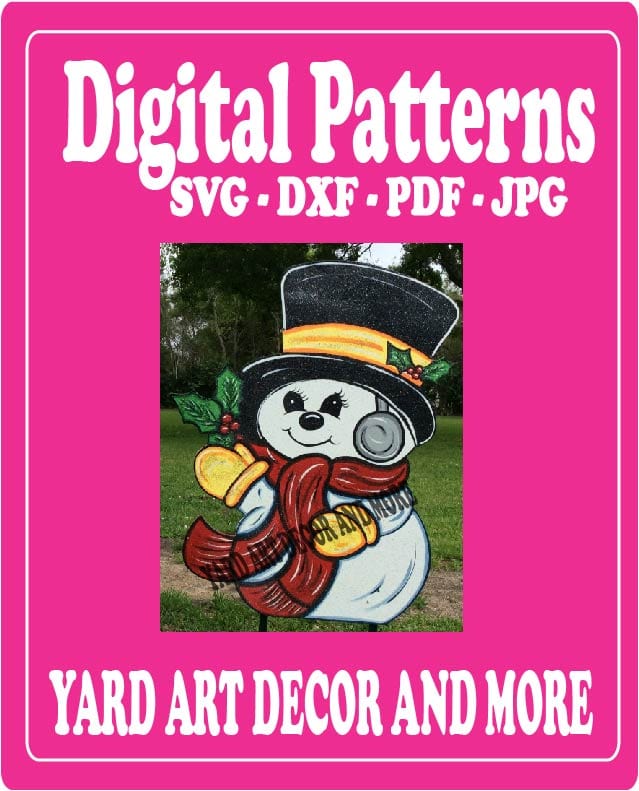 Christmas Snowman with Wide Black Hat Yard Art Digital Template