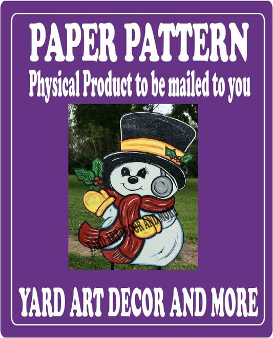 Christmas Snowman with Wide Black Hat Yard Art Paper Pattern