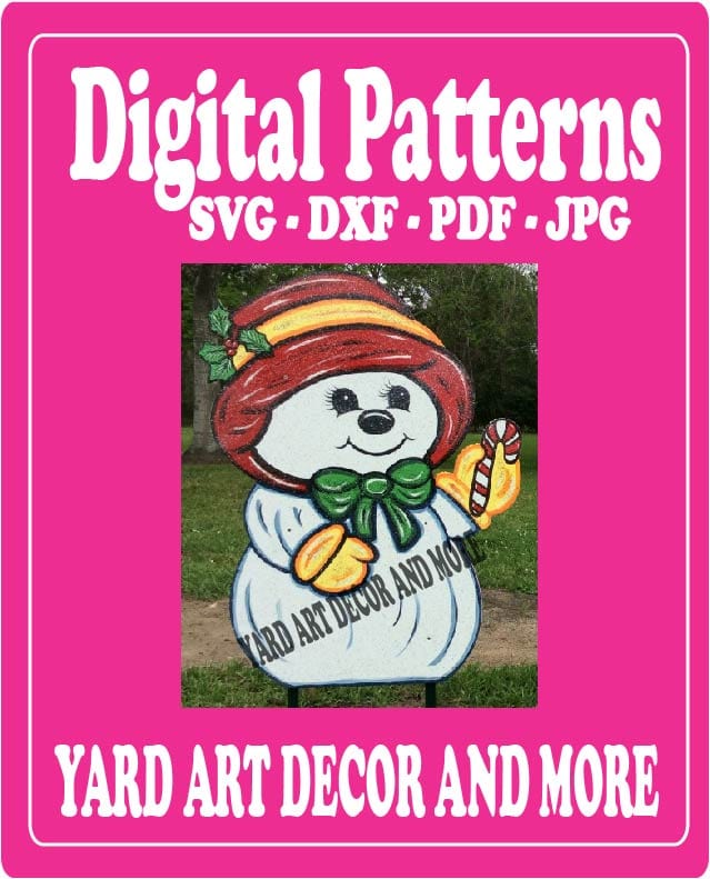Christmas Snowman Ma with Scarf Yard Art Digital Template