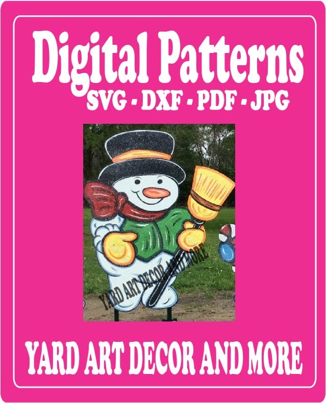 Christmas Snowman Pa with Broom Yard Art Digital Template
