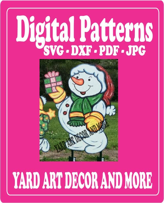 Christmas Snowman Ma with Present Yard Art Digital Template
