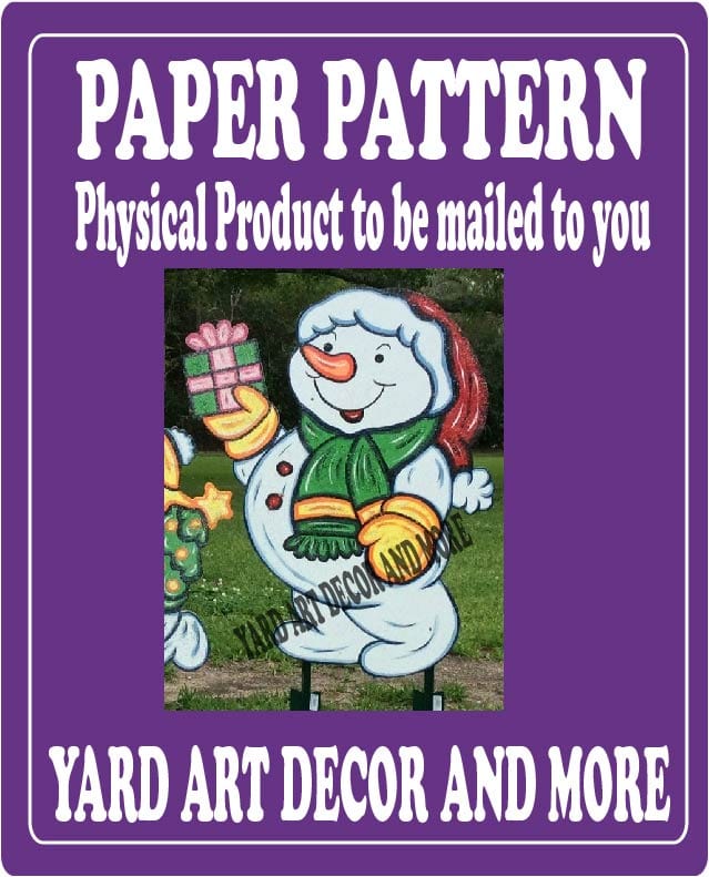 Christmas Snowman Ma with Present Yard Art Paper Pattern