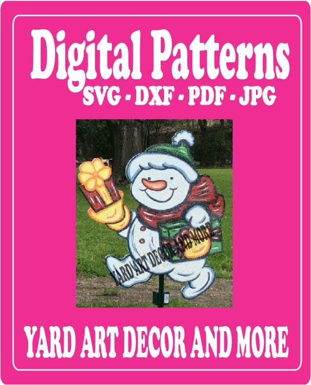 Christmas Snowman Baby with Present Yard Art Digital Template
