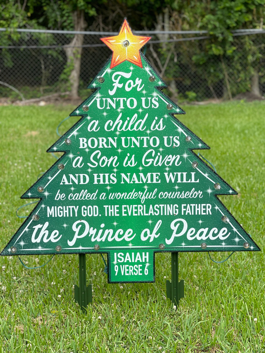 Lighted Prince Of Peace Christmas Tree Yard Decoration