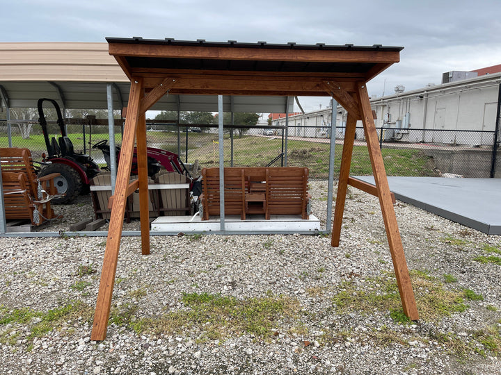 A-frame with roof for patio swing