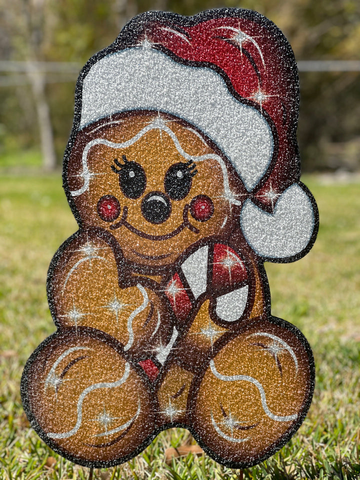 Christmas Gingerbread Baby wearing a Stocking Hat Yard Art