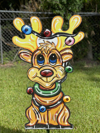 Lighted Christmas Reindeer Yard Art