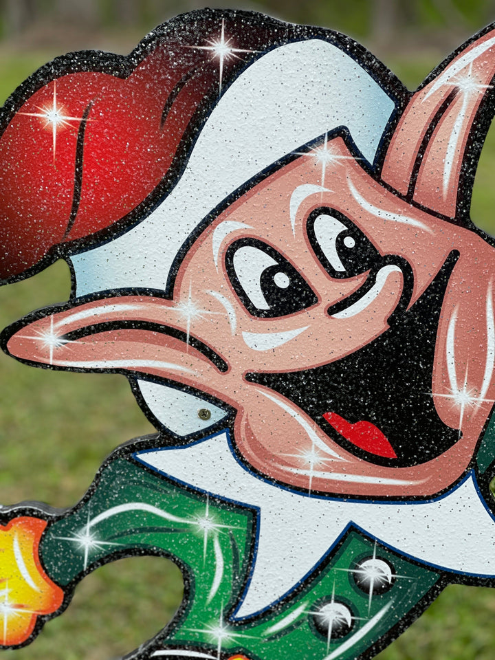 Christmas Elf Playing Football Yard Art