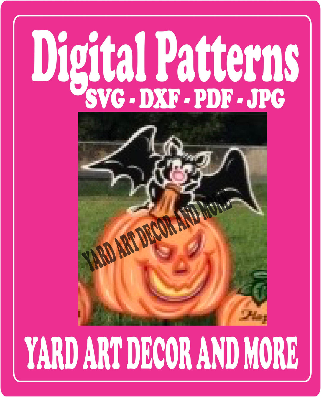 Halloween Bat on Pumpkin Yard Art Decor Digital Template