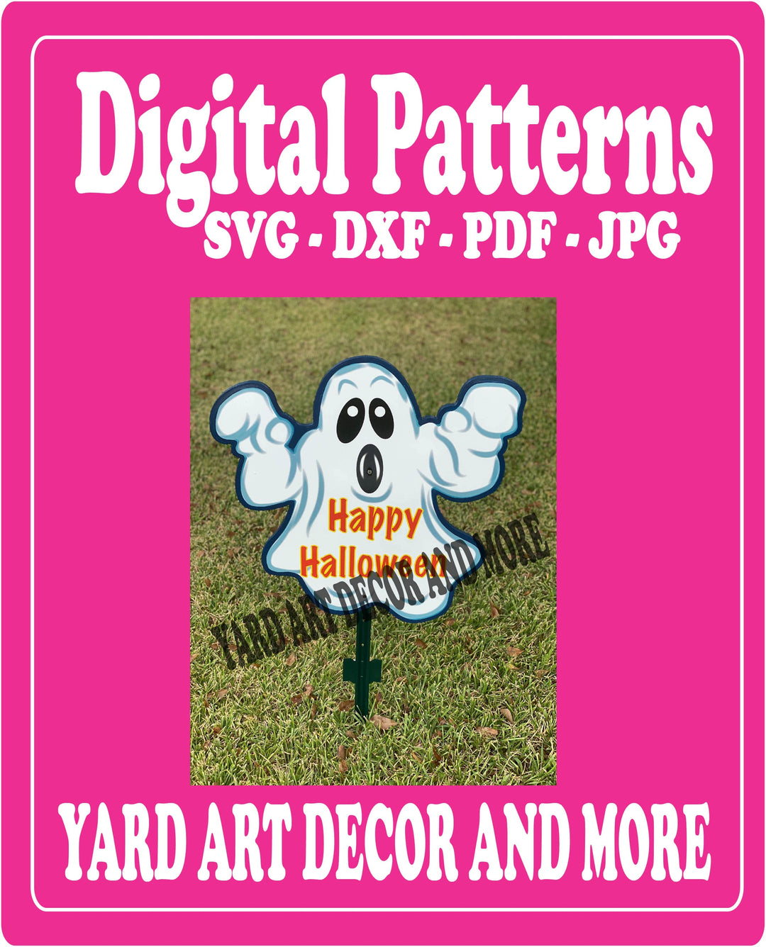 Happy Halloween Ghost Yard Art Decor Digital Template