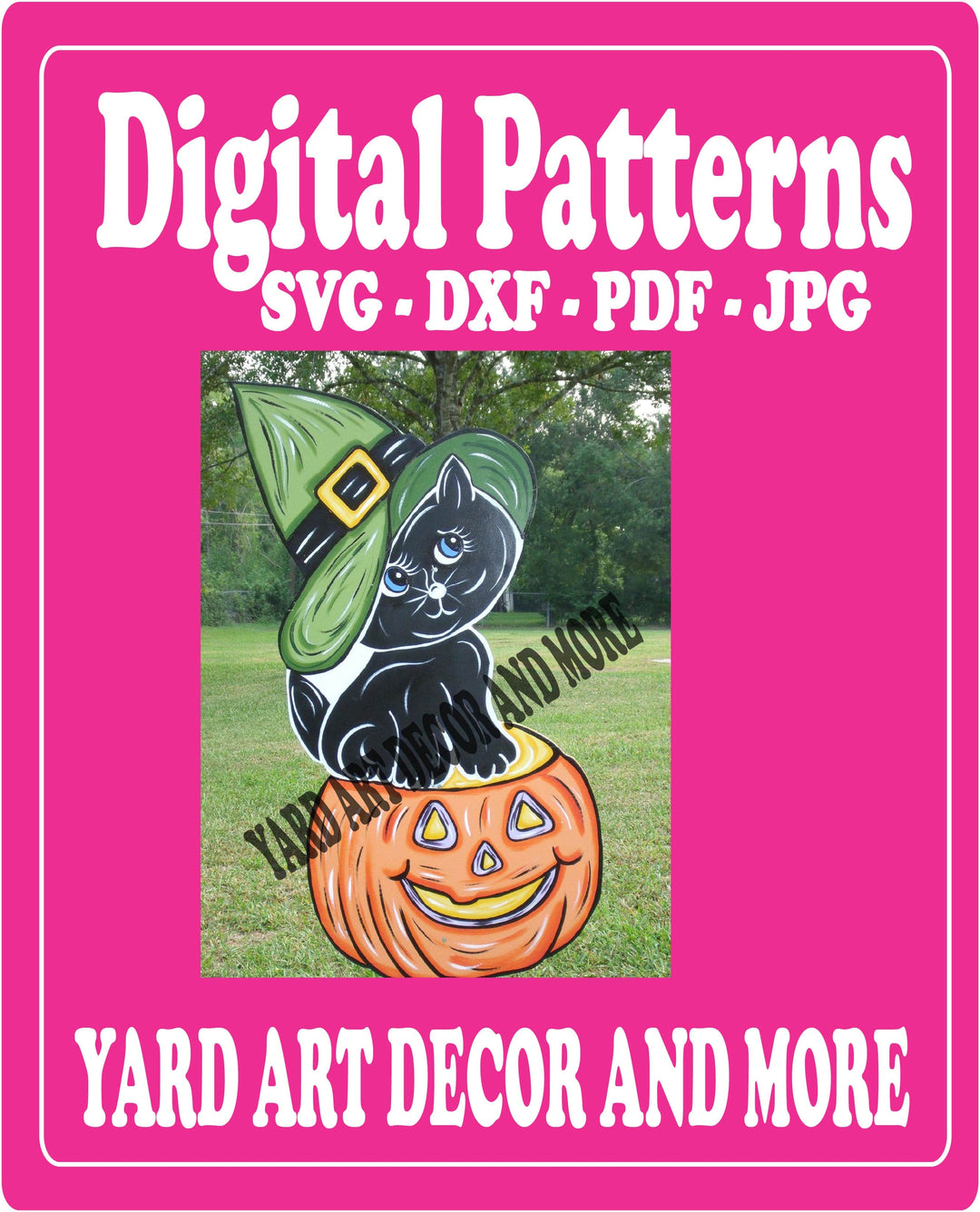 Halloween Black Cat on a Pumpkin Yard Art Decor Digital Template