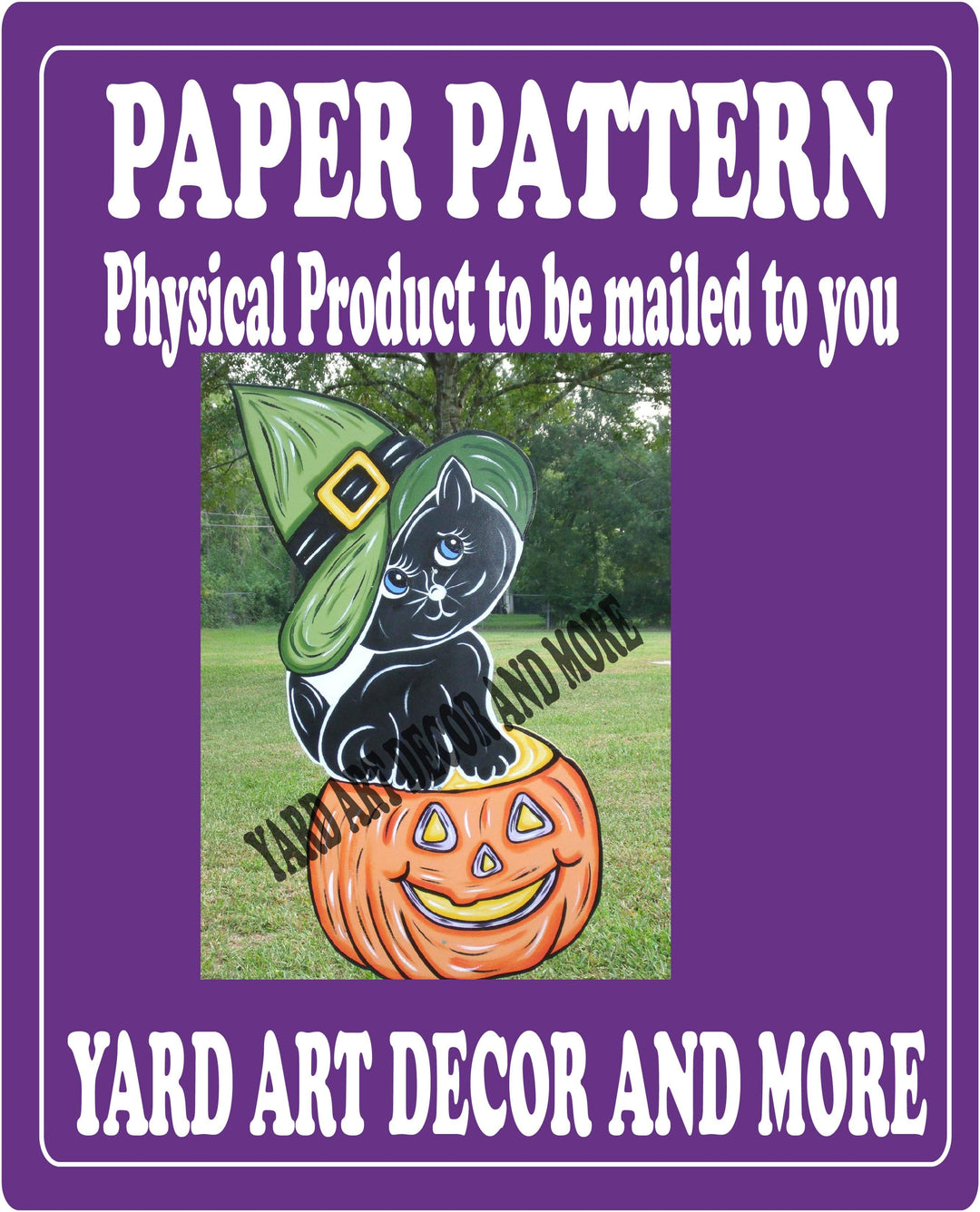 Halloween Black Cat on a Pumpkin Yard Art Decor Paper Pattern