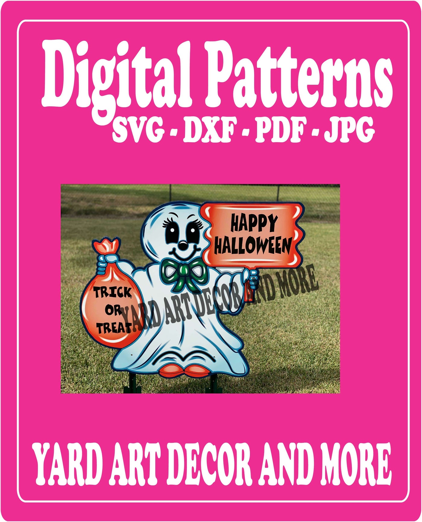 Halloween Trick or Treat Ghost yard art decor digital template