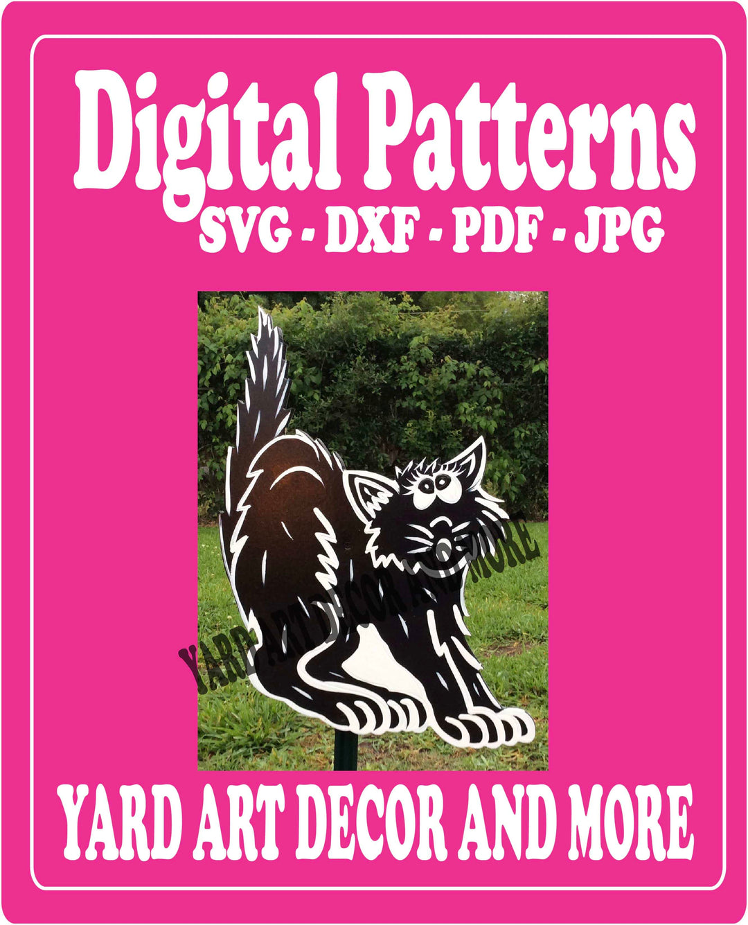 Halloween Black Cat with Spikey Hair yard art sign digital template