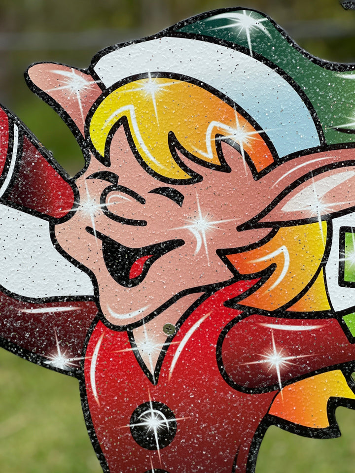 Christmas Cheerleader Elf yard art