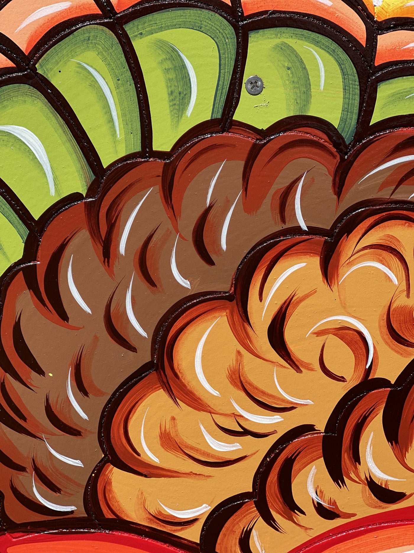 turkey on pumpkins painted yard art 