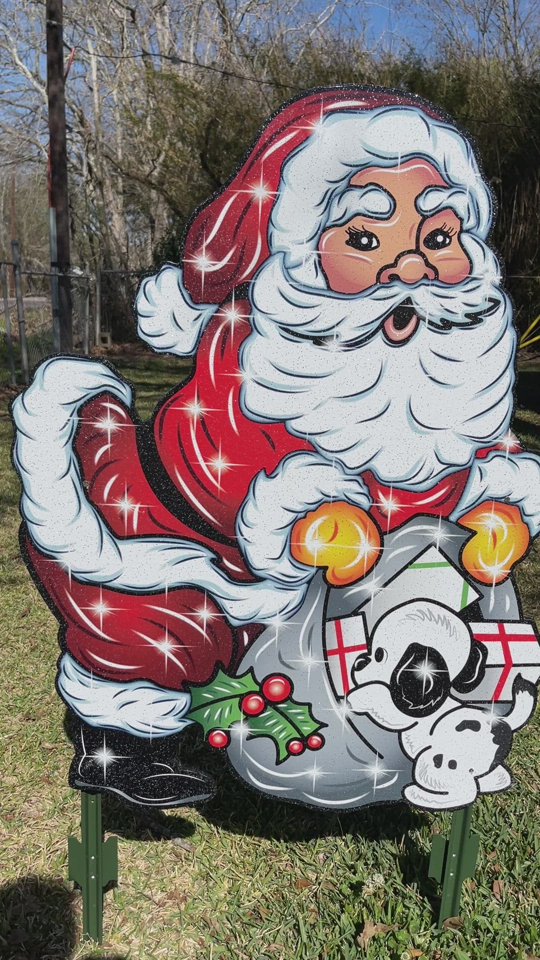 Christmas Santa with Bag Yard Decoration