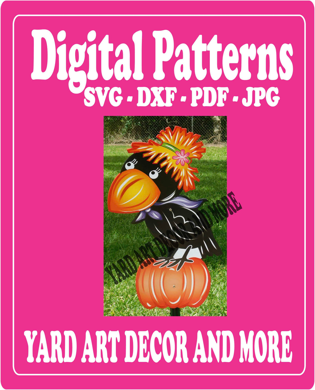 Fall Crow on Pumpkin yard art decor digital template