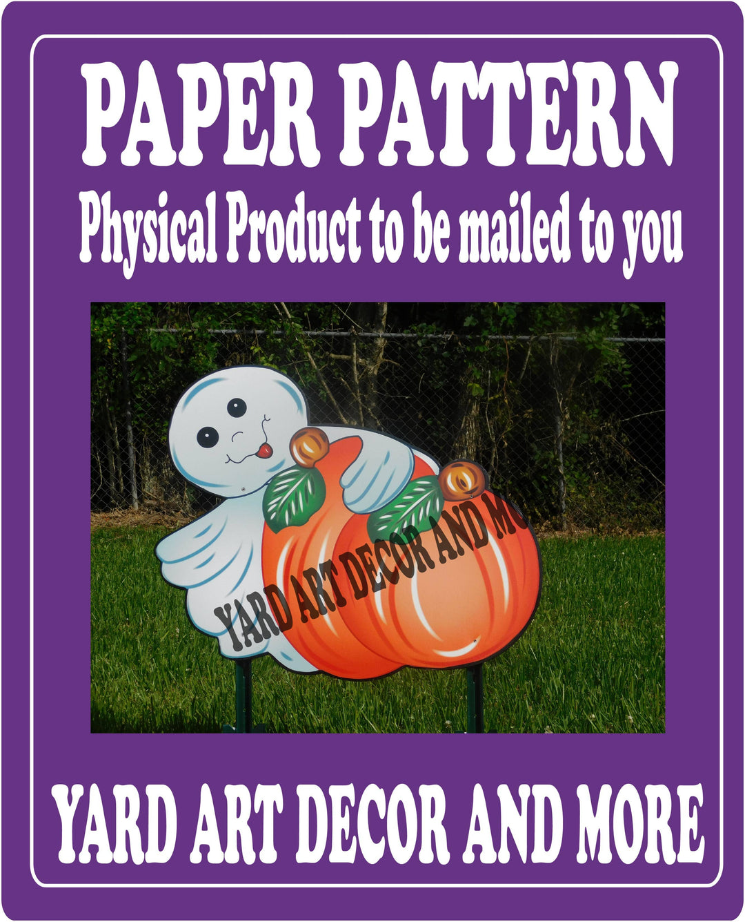 Halloween Ghost hugs pumpkins yard art paper pattern