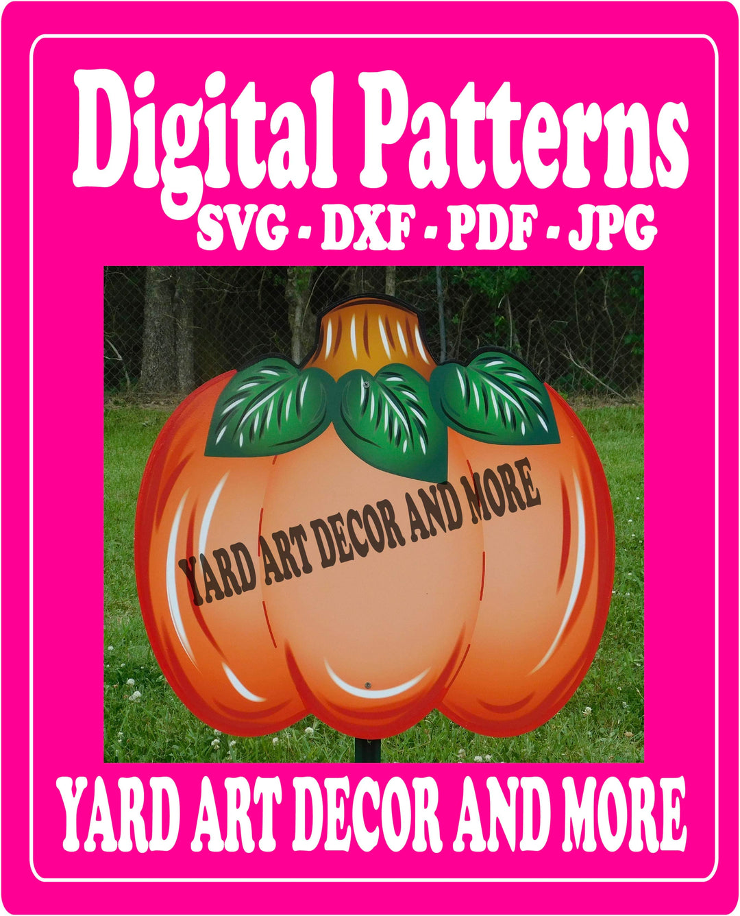 Fall Pumpkin with leaves yard art decor digital template