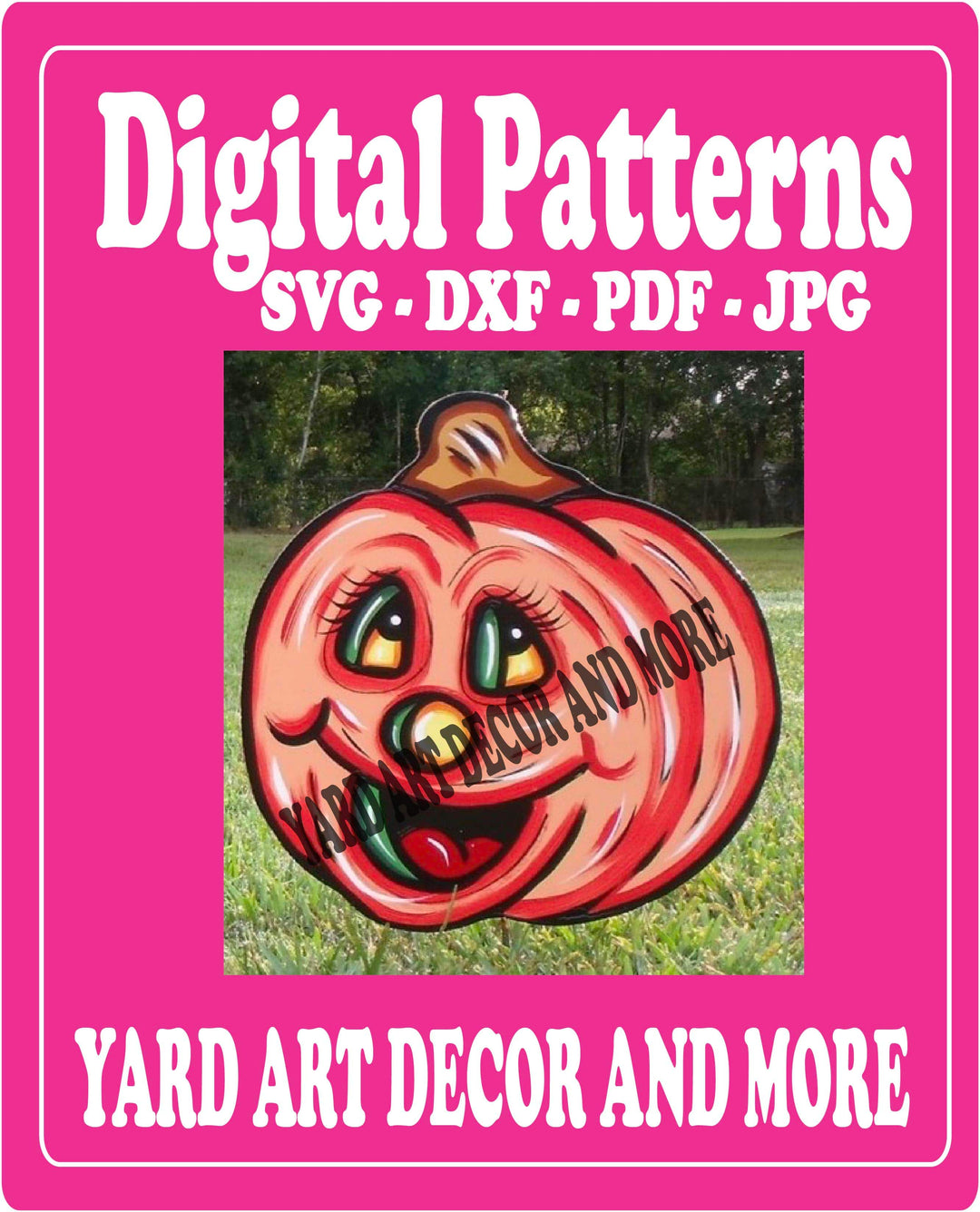 Halloween Pumpkin with smiling face yard art decor digital template