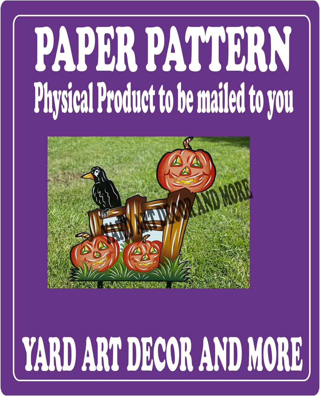 Fall Pumpkin Fence with Crow Yard Art Decor Paper Pattern