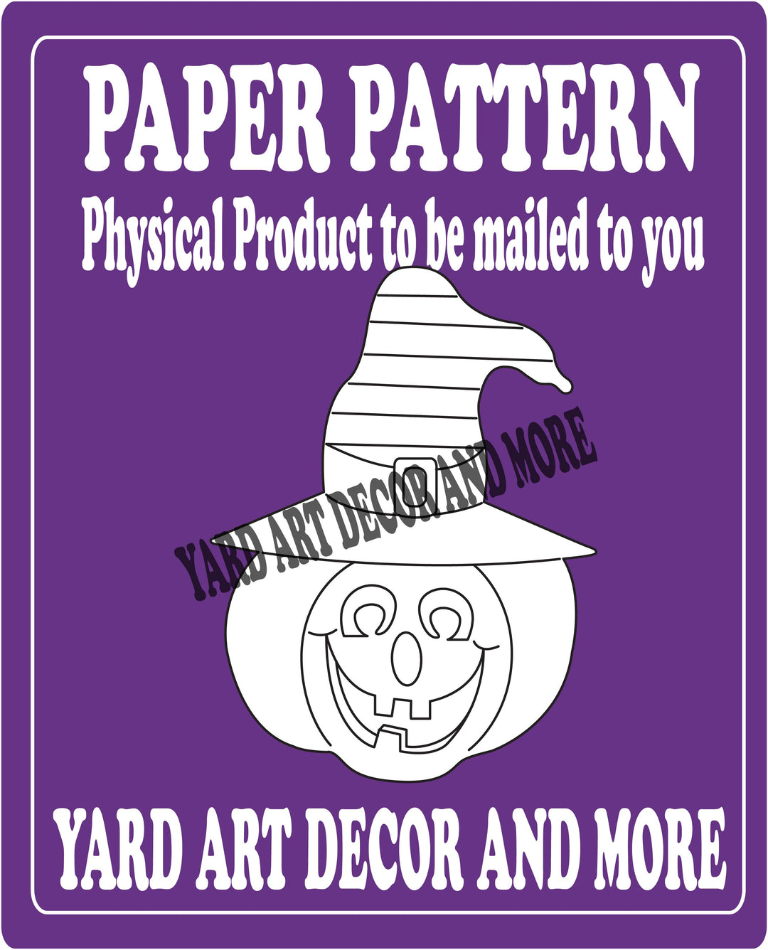 Halloween Pumpkin with Witch Hat Yard Art Decor Paper Pattern