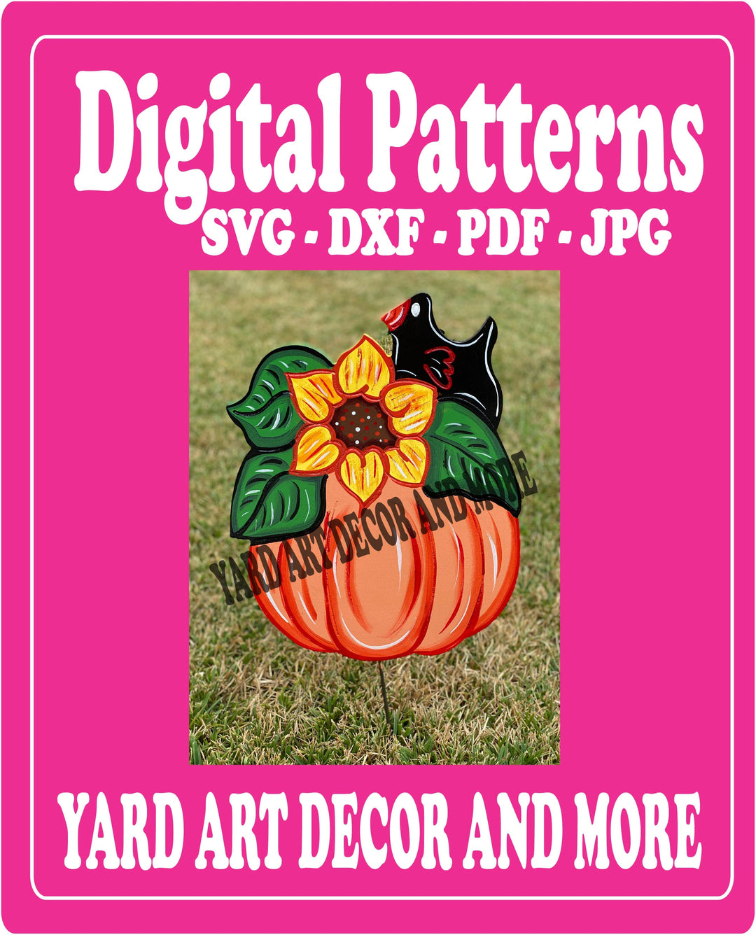 Fall Pumpkin with Crow yard art decor digital template